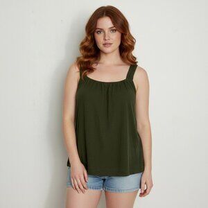 NWT Banana Republic Linen Blend Tank Top Olive Green XL All Seasons Minimalist